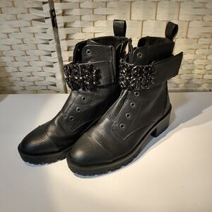 Karl Lagerfeld embellished black combat boots size 7 2011 st